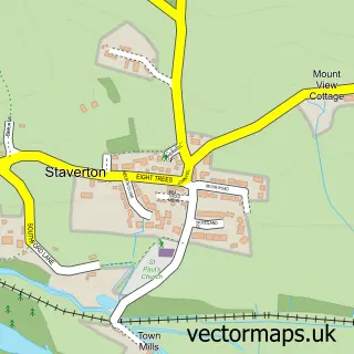 Street map sample of Staverton, Devon