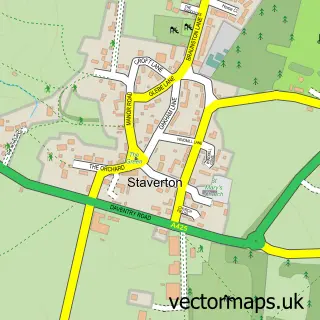 Street map sample of Staverton, Northamptonshire
