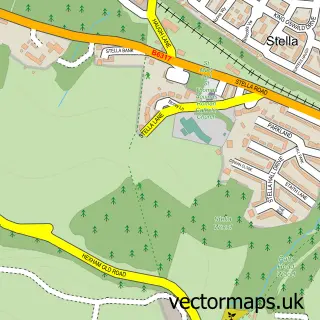 Street map sample of Stella, Tyne & Wear