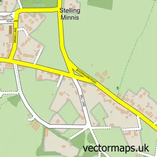 Street map sample of Stelling Minnis, Kent