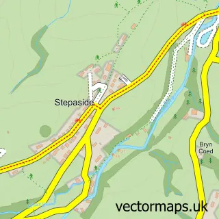 Street map sample of Stepaside, Powys