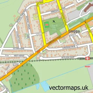 Street map sample of Stepps, Lanarkshire