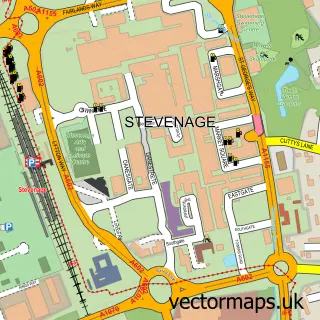 Street map sample of Stevenage, Hertfordshire