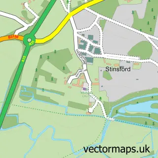 Street map sample of Stinsford, Dorset