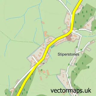 Street map sample of Stiperstones, Shropshire
