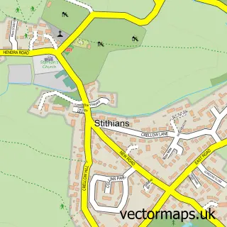 Street map sample of Stithians, Cornwall