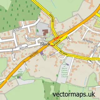 Street map sample of Stock, Essex