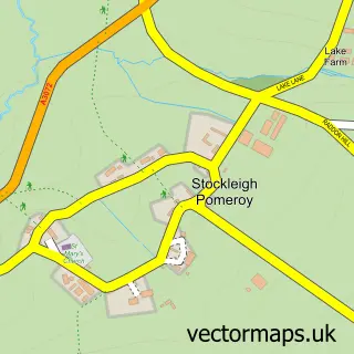 Street map sample of Stockleigh Pomeroy, Devon