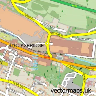 Street map sample of Stocksbridge, South Yorkshire
