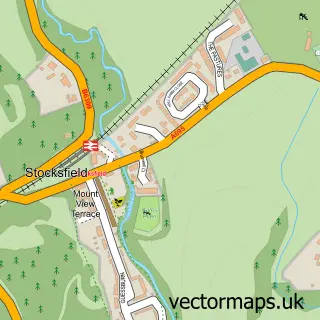 Street map sample of Stocksfield, Northumberland