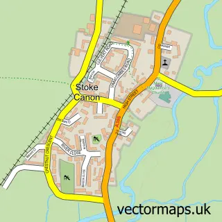 Street map sample of Stoke Canon, Devon
