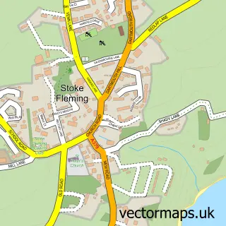 Street map sample of Stoke Fleming, Devon