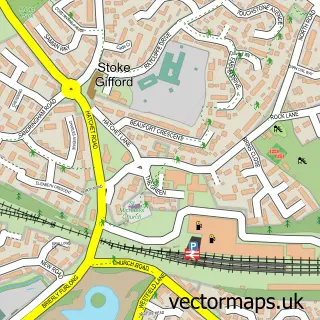 Street map sample of Stoke Gifford, Gloucestershire