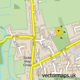 Street map sample of Stoke Holy Cross, Norfolk