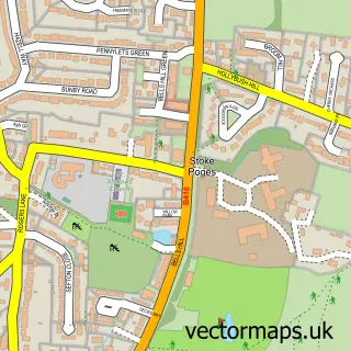 Street map sample of Stoke Poges, Buckinghamshire