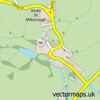 Street map sample of Stoke St Milborough, Shropshire