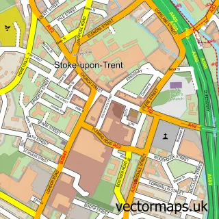 Street map sample of Stoke, Staffordshire
