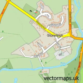 Street map sample of Stoneleigh, Warwickshire