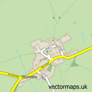 Street map sample of Stonesby, Leicestershire