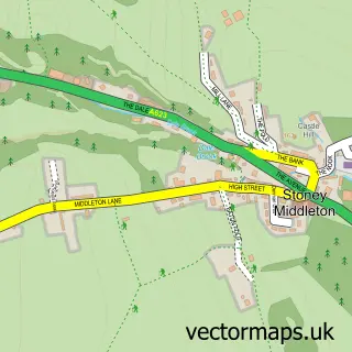 Street map sample of Stoney Middleton, Derbyshire