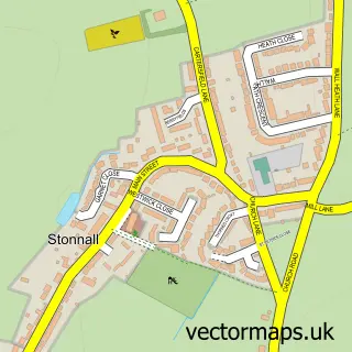 Street map sample of Stonnall, Staffordshire