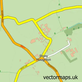 Street map sample of Stony Houghton, Derbyshire