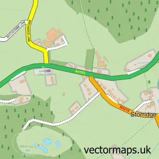 Street map sample of Storridge, Herefordshire