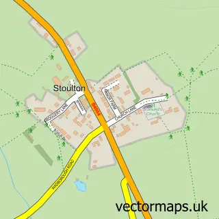Street map sample of Stoulton, Worcestershire