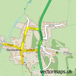 Street map sample of Stourpaine, Dorset