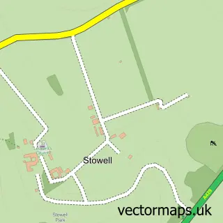 Street map sample of Stowell, Gloucestershire