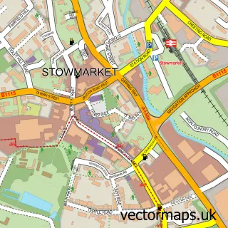Street map sample of Stowmarket, Suffolk