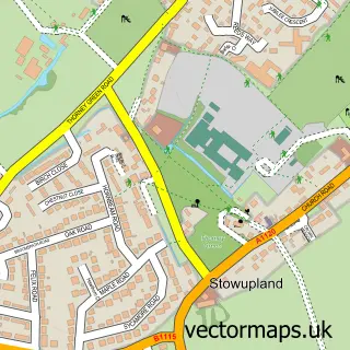 Street map sample of Stowupland, Suffolk