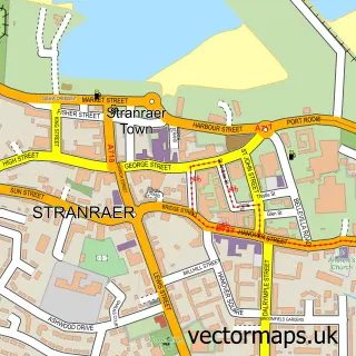 Street map sample of Stranraer, Wigtown