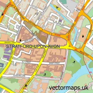 Street map sample of Stratford-upon-Avon, Warwickshire