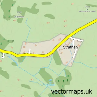 Street map sample of Strathan, Sutherland