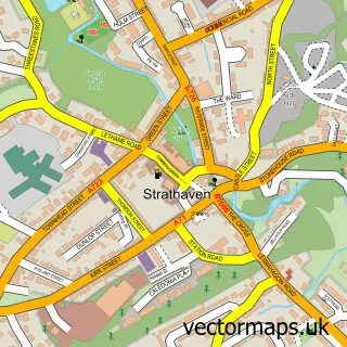 Street map sample of Strathaven, Lanarkshire
