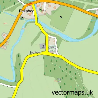 Street map sample of Strathdon, Aberdeenshire