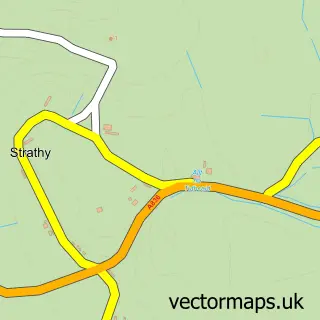 Street map sample of Strathy, Sutherland