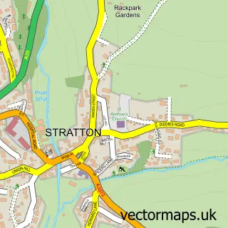 Street map sample of Stratton, Cornwall