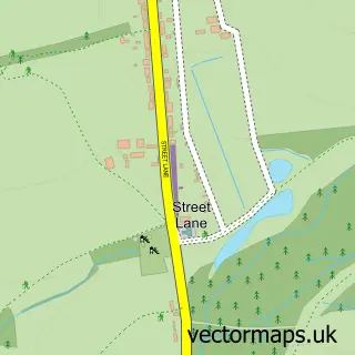 Street map sample of Street Lane, Derbyshire