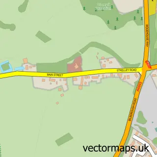 Street map sample of Strelley, Nottinghamshire