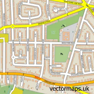 Street map sample of Stretford, Greater Manchester
