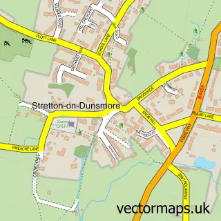 Street map sample of Stretton on Dunsmore, Warwickshire