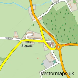 Street map sample of Stretton Sugwas, Herefordshire