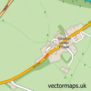 Street map sample of Stretton under Fosse, Warwickshire