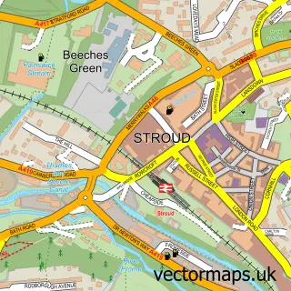 Street map sample of Stroud, Gloucestershire
