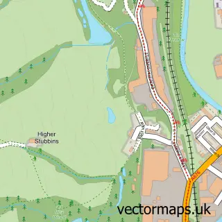 Street map sample of Stubbins, Lancashire