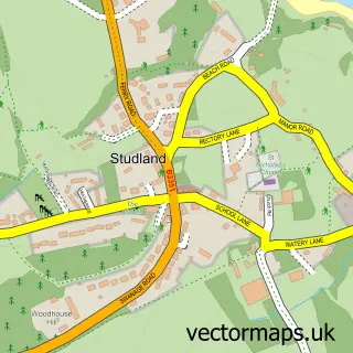 Street map sample of Studland, Dorset