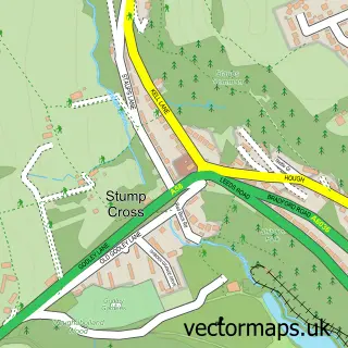 Street map sample of Stump Cross, West Yorkshire