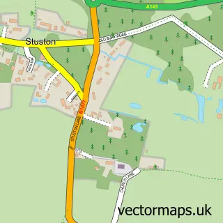 Street map sample of Stuston, Suffolk